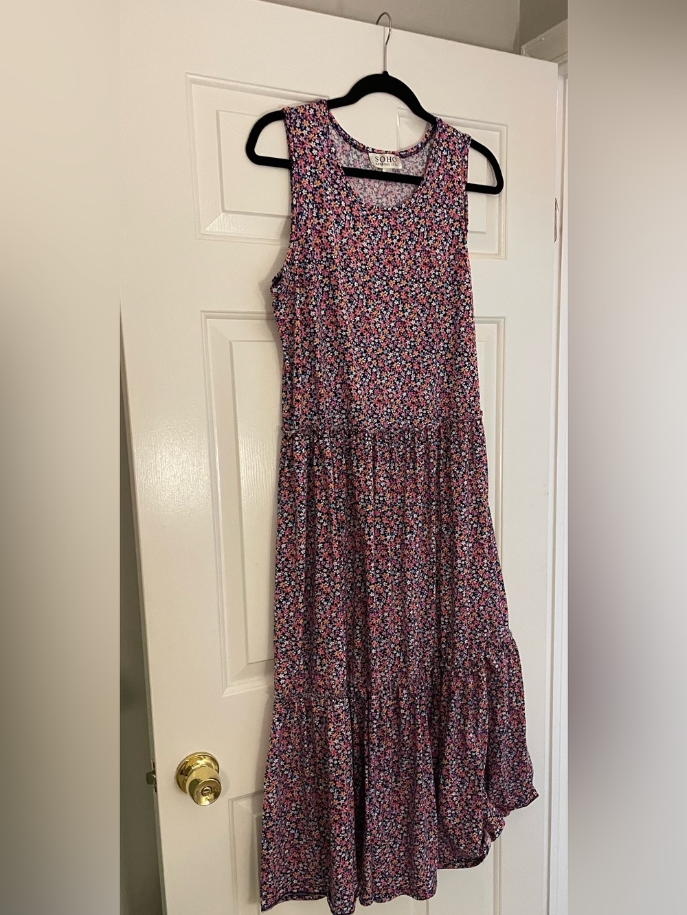 Soho Apparel Pink Floral Tiered Maxi dress with cardigan
